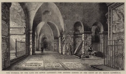 Die Beerdigung des verstorbenen Sir Edwin Landseer, die Künstler-Ecke in der Krypta der St. Paul